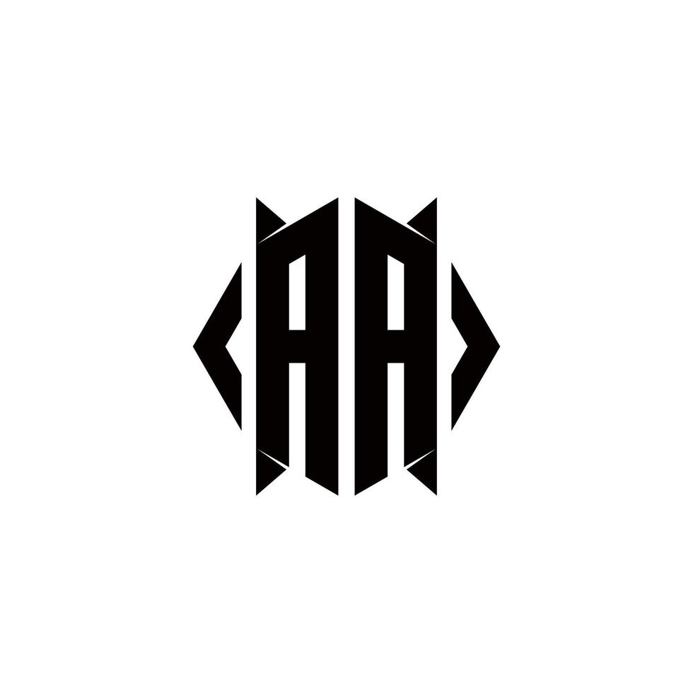 aa logo-monogram met ontwerpsjabloon voor schildvorm vector