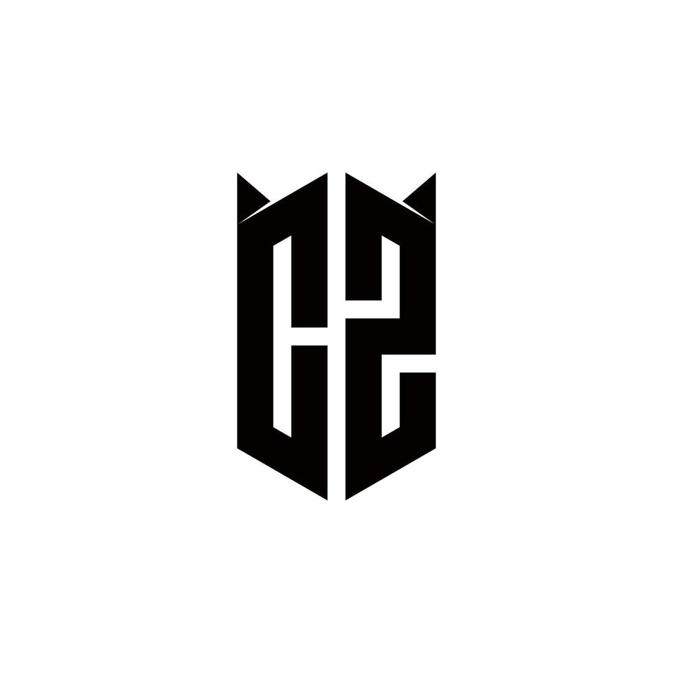 cz logo monogram met schild vorm ontwerpen sjabloon vector