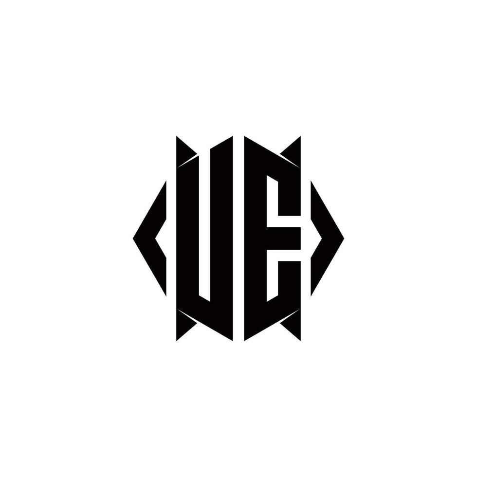ue logo monogram met schild vorm ontwerpen sjabloon vector