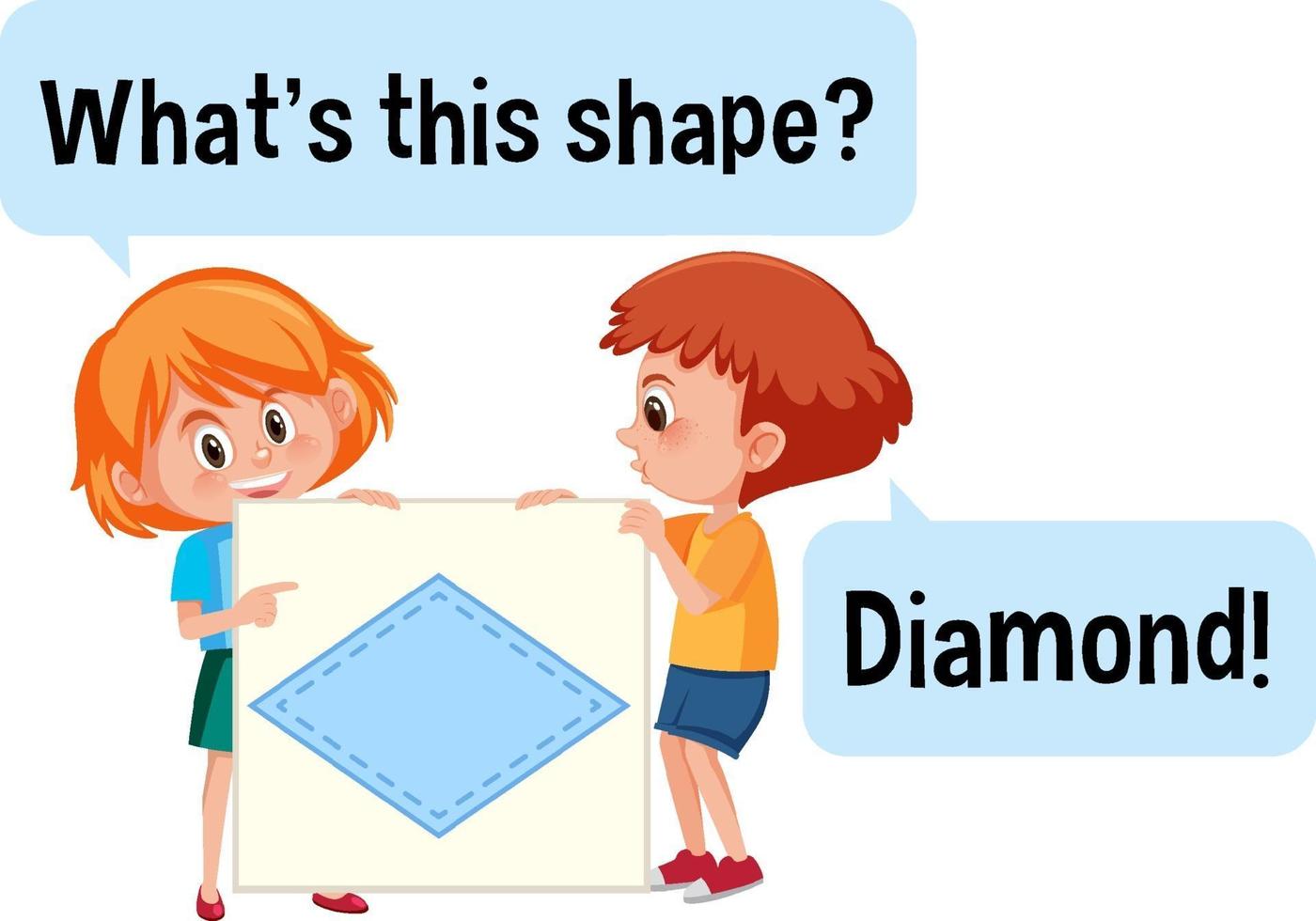 kinderen houden diamantvorm banner met wat is dit vorm lettertype vector