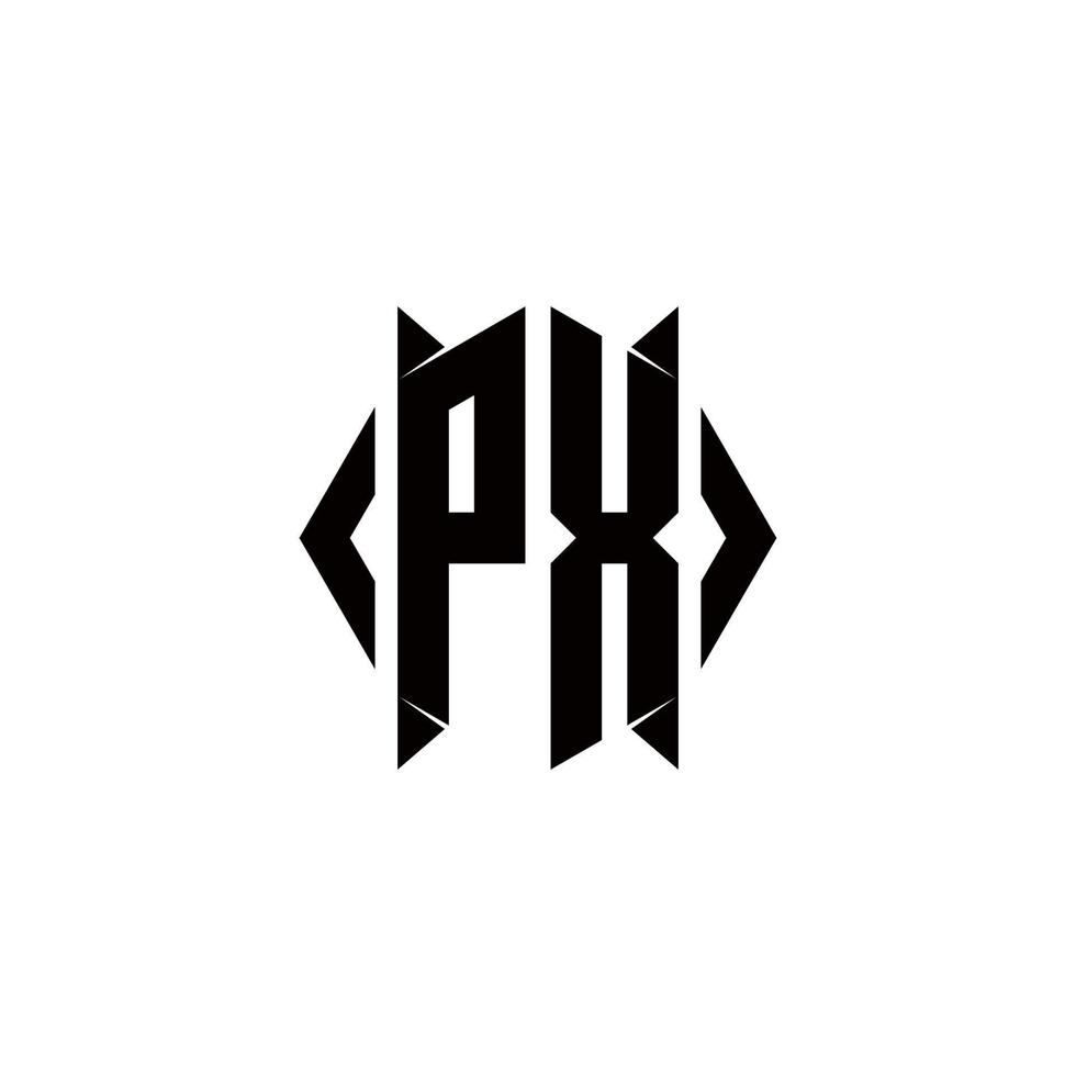 px logo monogram met schild vorm ontwerpen sjabloon vector