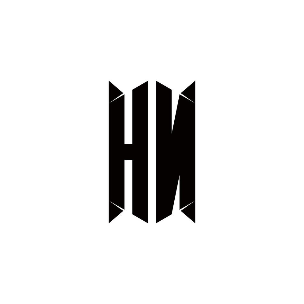 hn logo monogram met schild vorm ontwerpen sjabloon vector