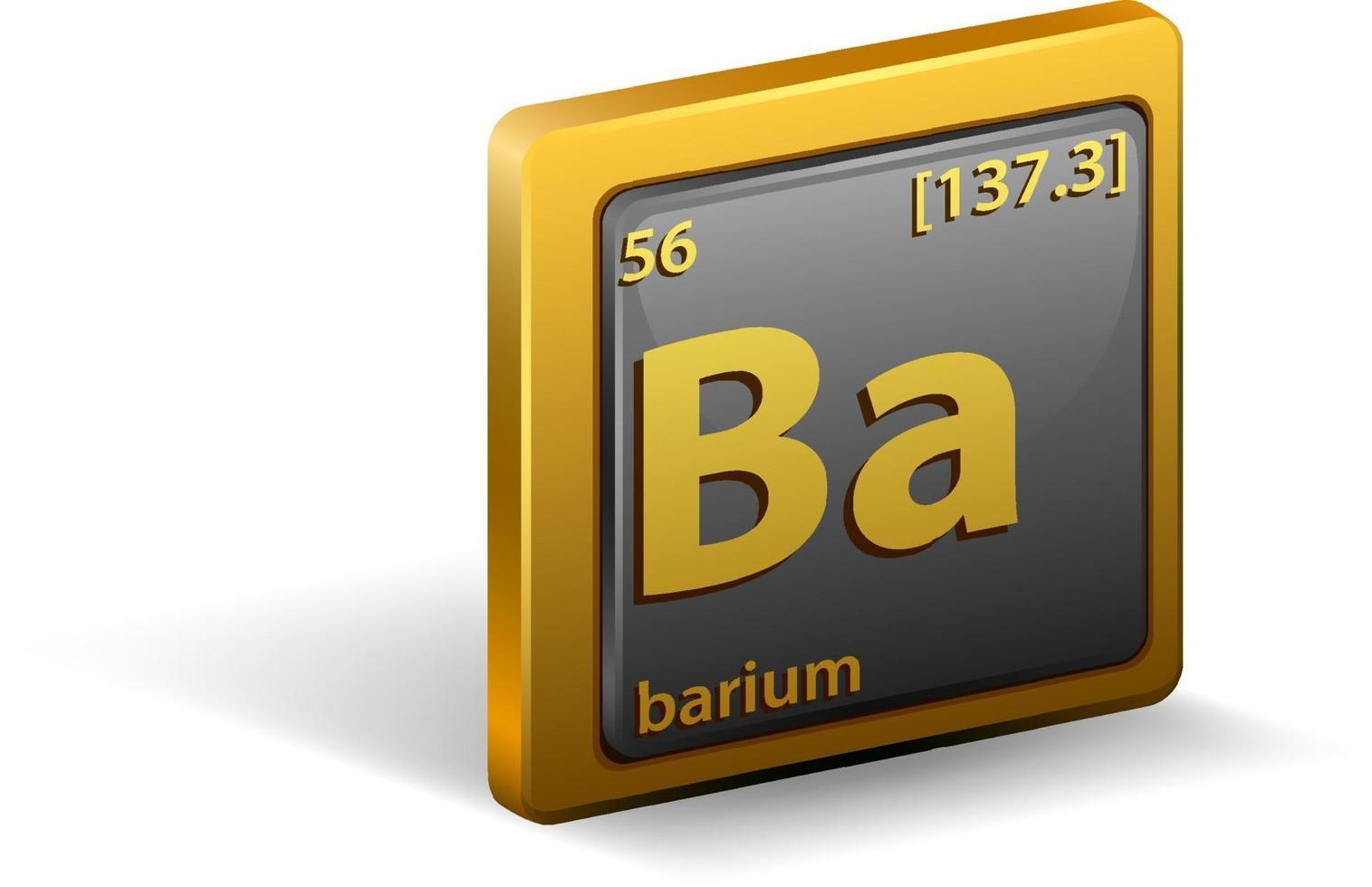 barium scheikundig element. chemisch symbool met atoomnummer en atoommassa. vector
