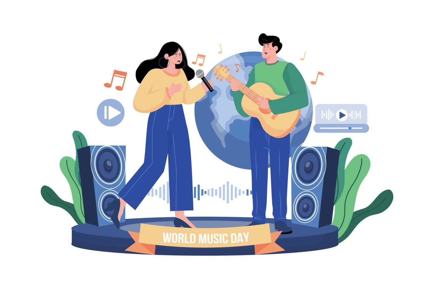 wereld muziek- dag illustratie concept Aan wit achtergrond vector