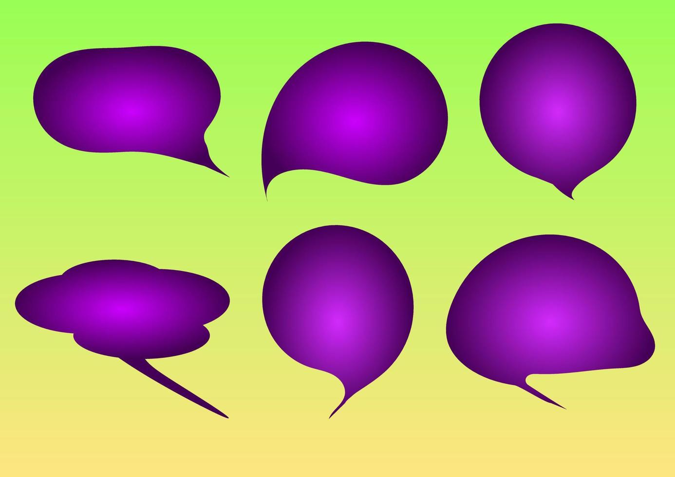 de illustraties en clip art. vector afbeelding. abstract afbeelding. sociaal media toespraak bubbels. Purper kleur-geïsoleerd 3d bericht of toespraak bubbels Aan een groen achtergrond.