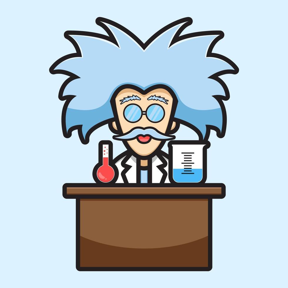 schattige wetenschapper karakter experiment chemische cartoon vectorillustratie pictogram vector