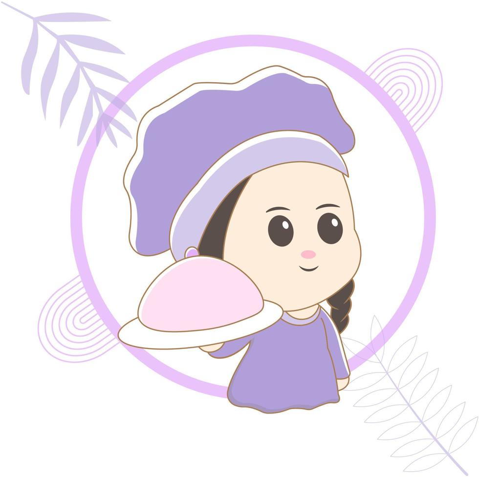 schattig chibi chef karakter vector