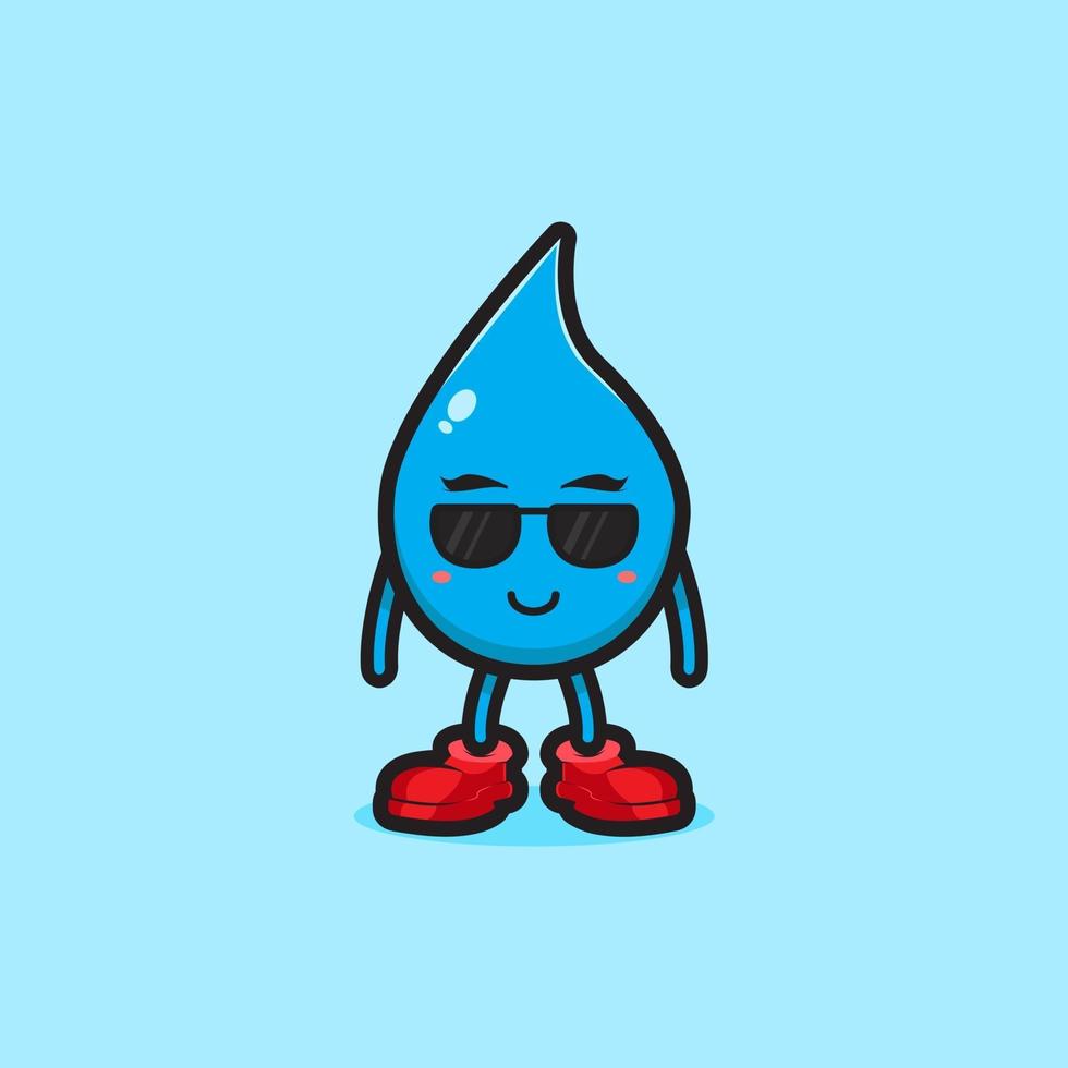 schattig water karakter dragen bril cartoon vector pictogram illustratie