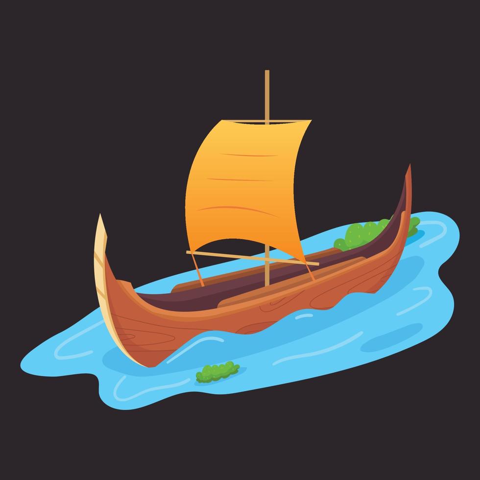 illustratie van een houten boot vector