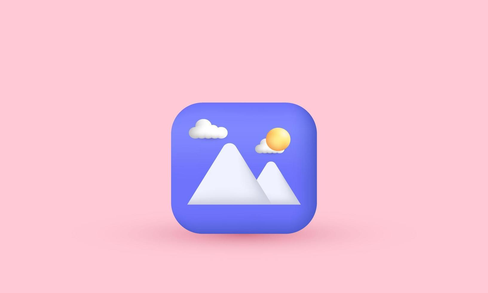 illustratie realistisch vector icoon symbool Purper beeld foto jpg bergen zon 3d creatief geïsoleerd Aan achtergrond