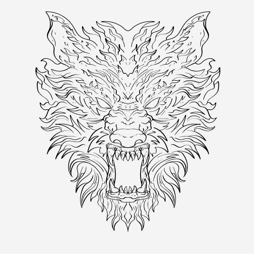 verbijsterend illustratie van de wolf's hoofd met ingewikkeld details en levendig kleuren dat brengen het naar leven vector