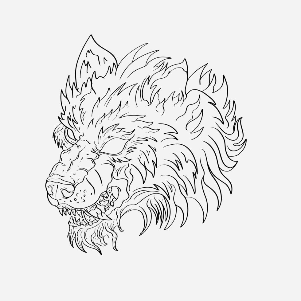 de alpha wolf's hoofd gedetailleerd illustratie van wild met haar expressief ogen en krachtig aanwezigheid vector