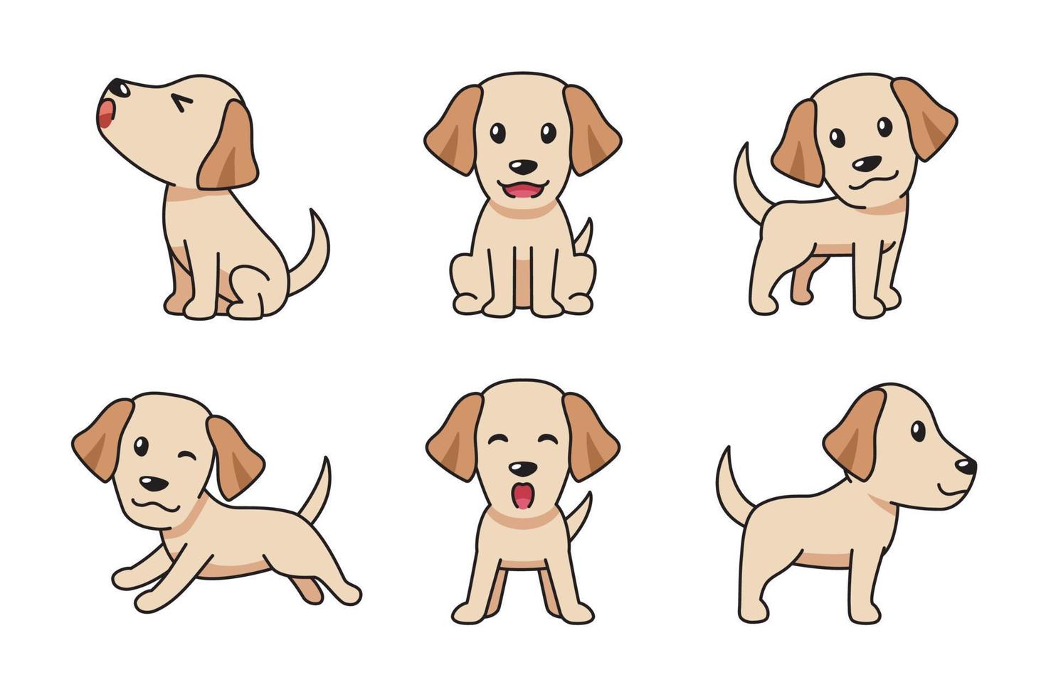 vector tekenfilm set van labrador retriever dog