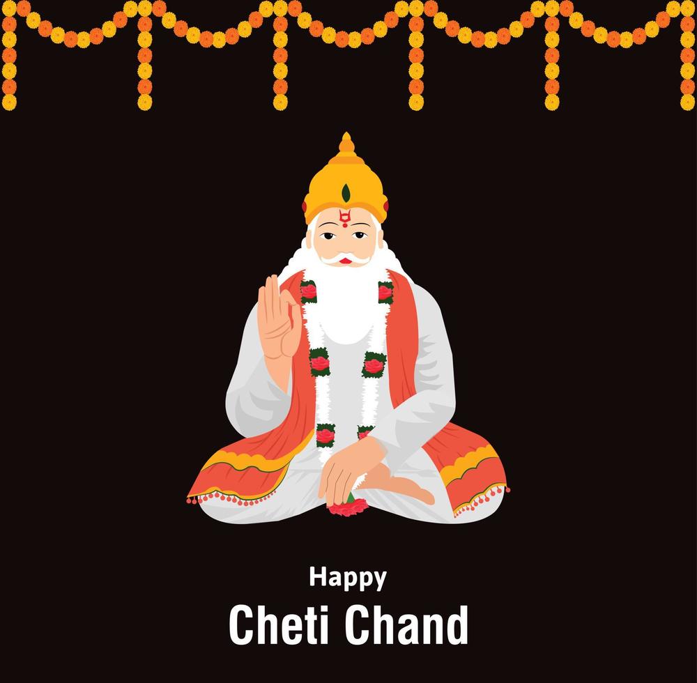 gelukkig cheti chand Jayanti jhulelal Jayanti heer cheti chand vector illustratie