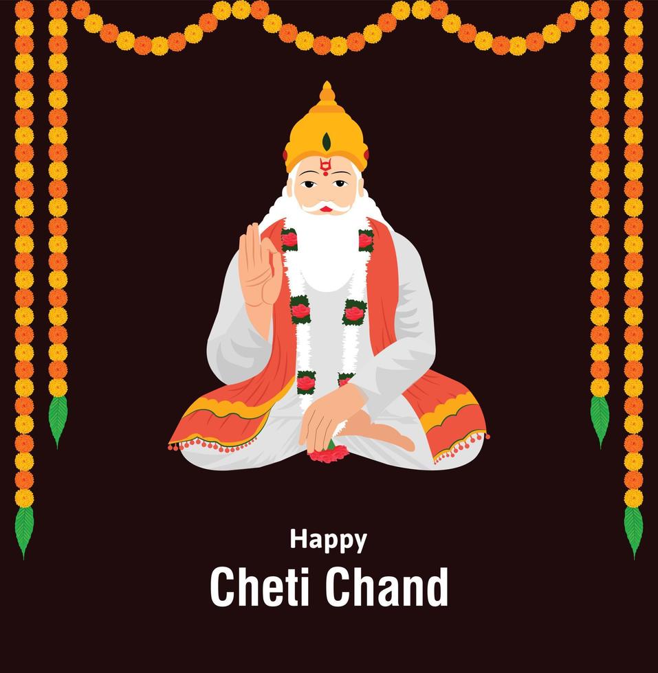 gelukkig cheti chand Jayanti jhulelal Jayanti heer cheti chand vector illustratie