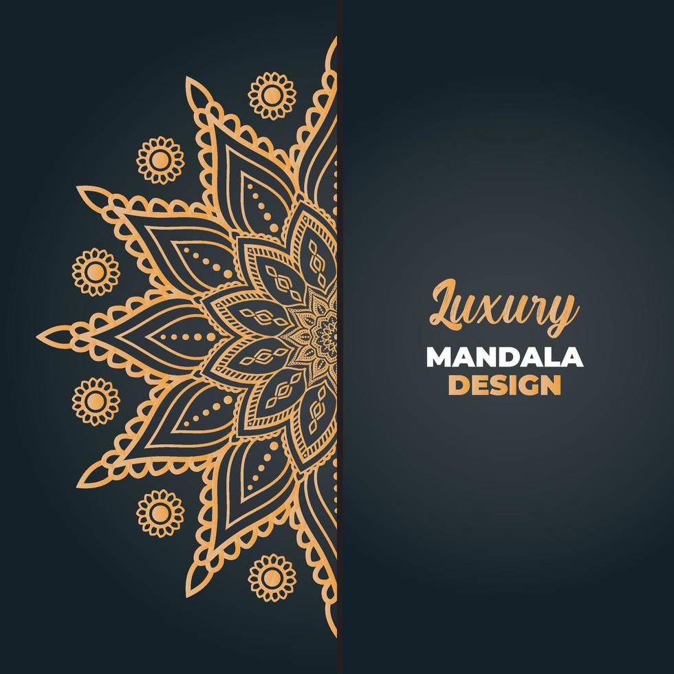 luxe mandala ontwerp en Islamitisch achtergrond in gouden kleur vector