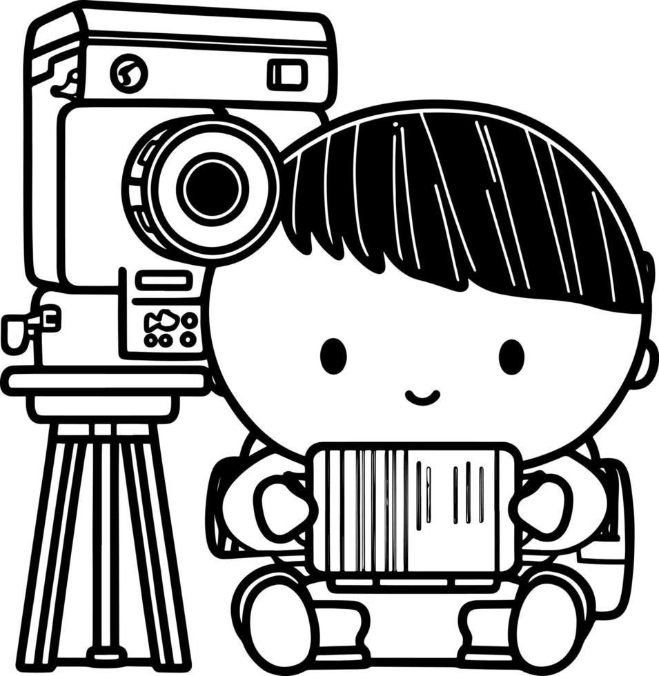 schets illustratie van kind jongen film maker vector