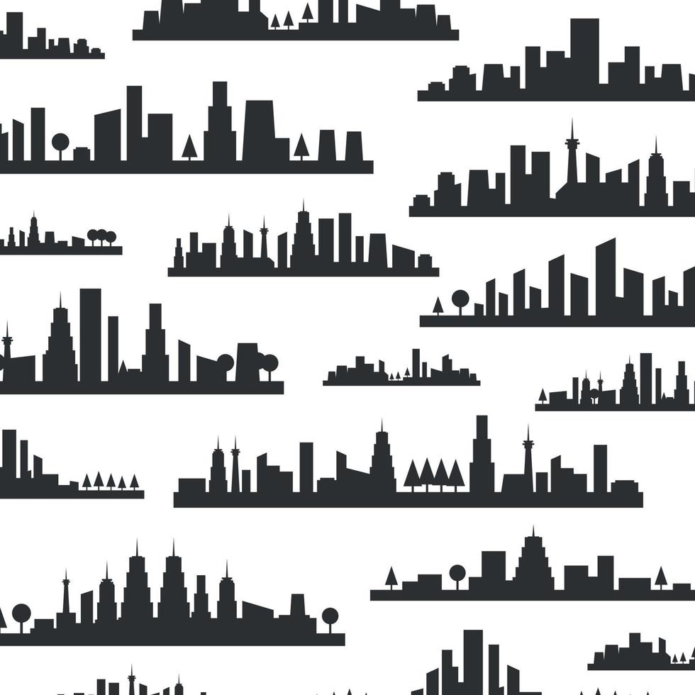 achtergrond gemaakt van silhouetten van landschappen van steden vector