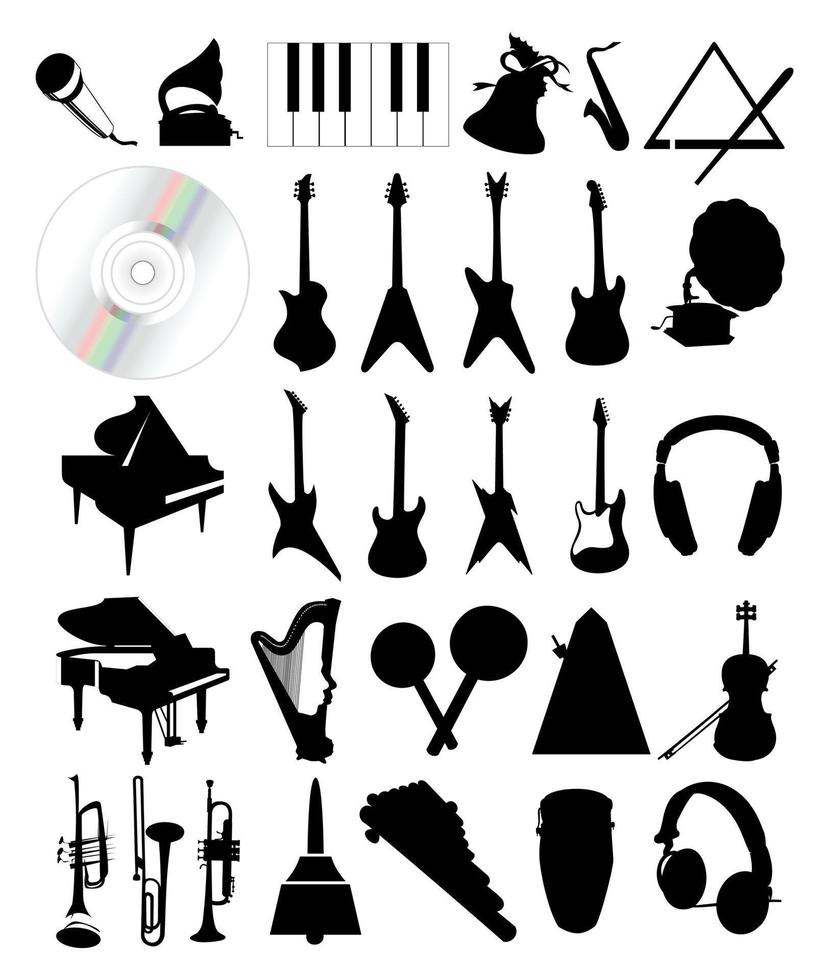 verzameling van silhouetten van musical instrumenten. een vector illustratie