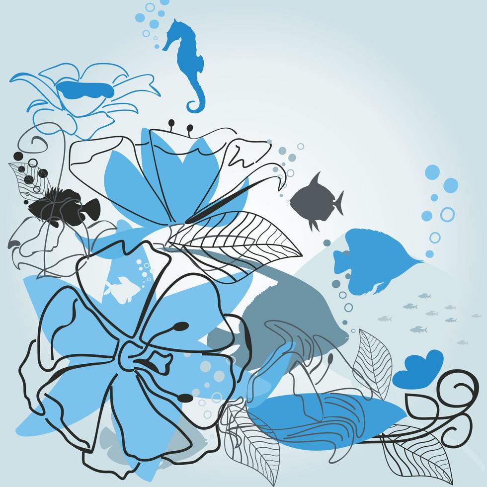 blauw zee achtergrond met vissen. een vector illustratie