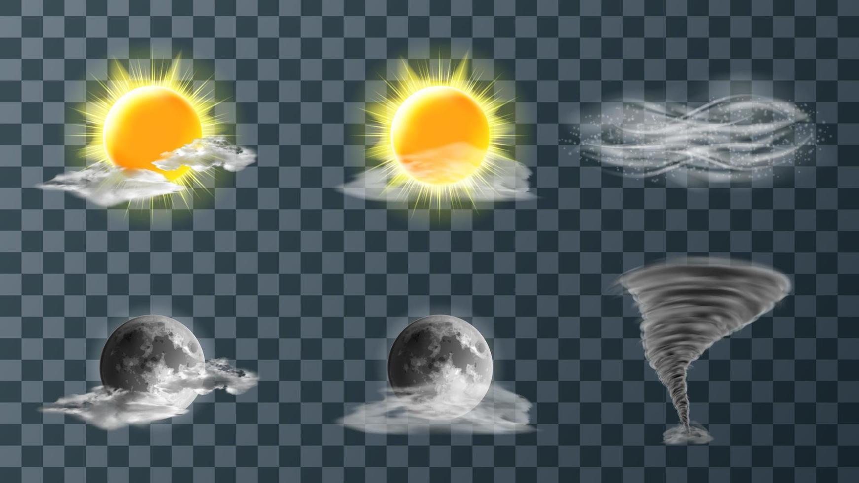 weer meteo pictogrammen realistisch reeks vector