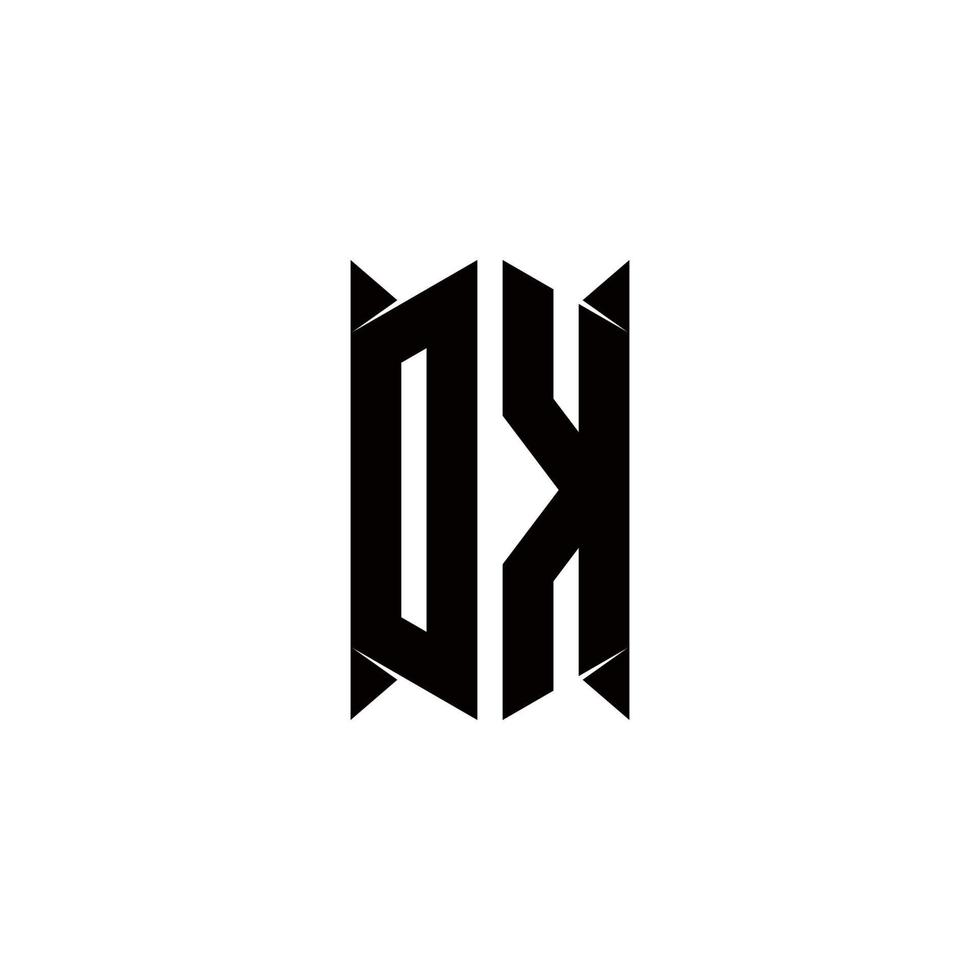 dk logo monogram met schild vorm ontwerpen sjabloon vector