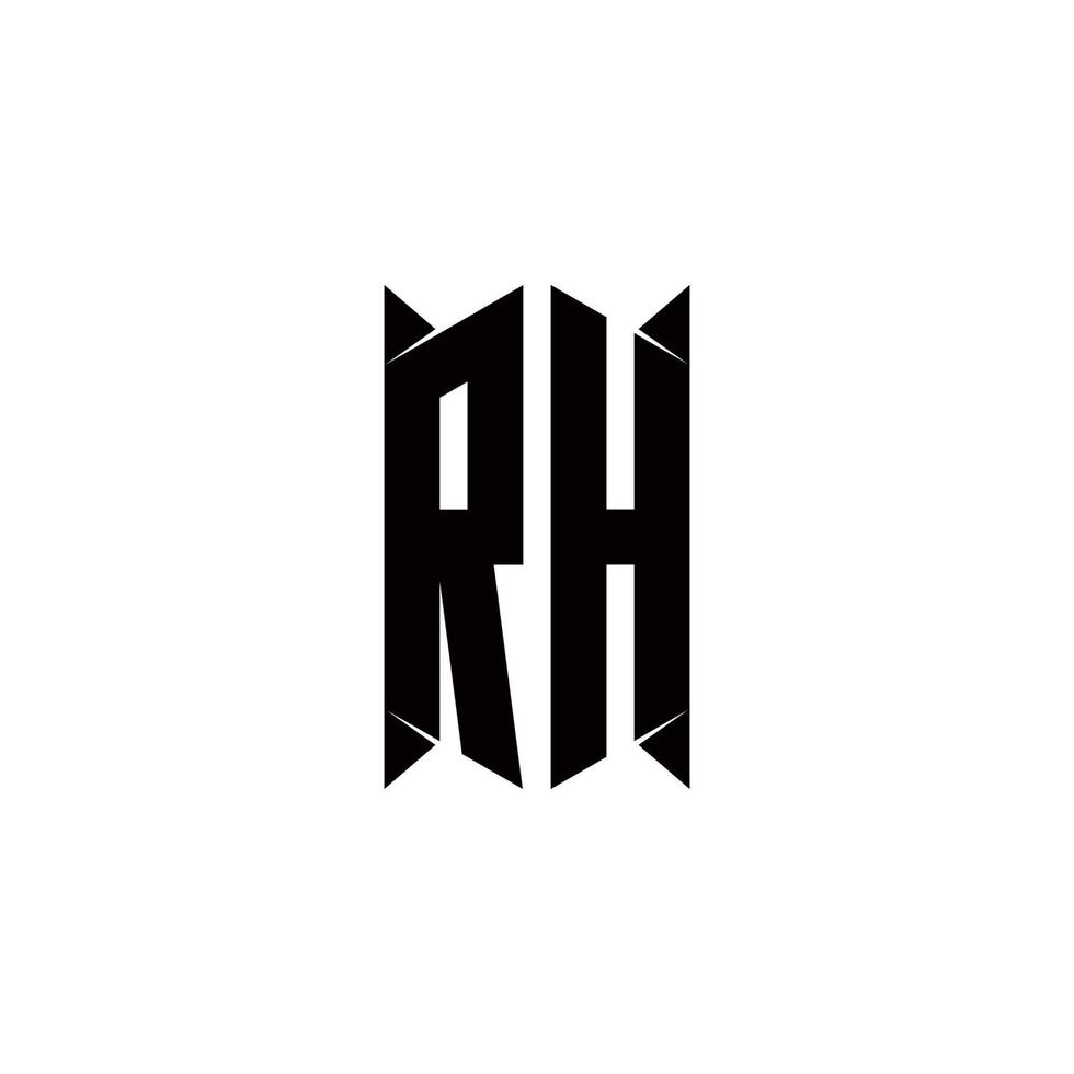 rh logo monogram met schild vorm ontwerpen sjabloon vector