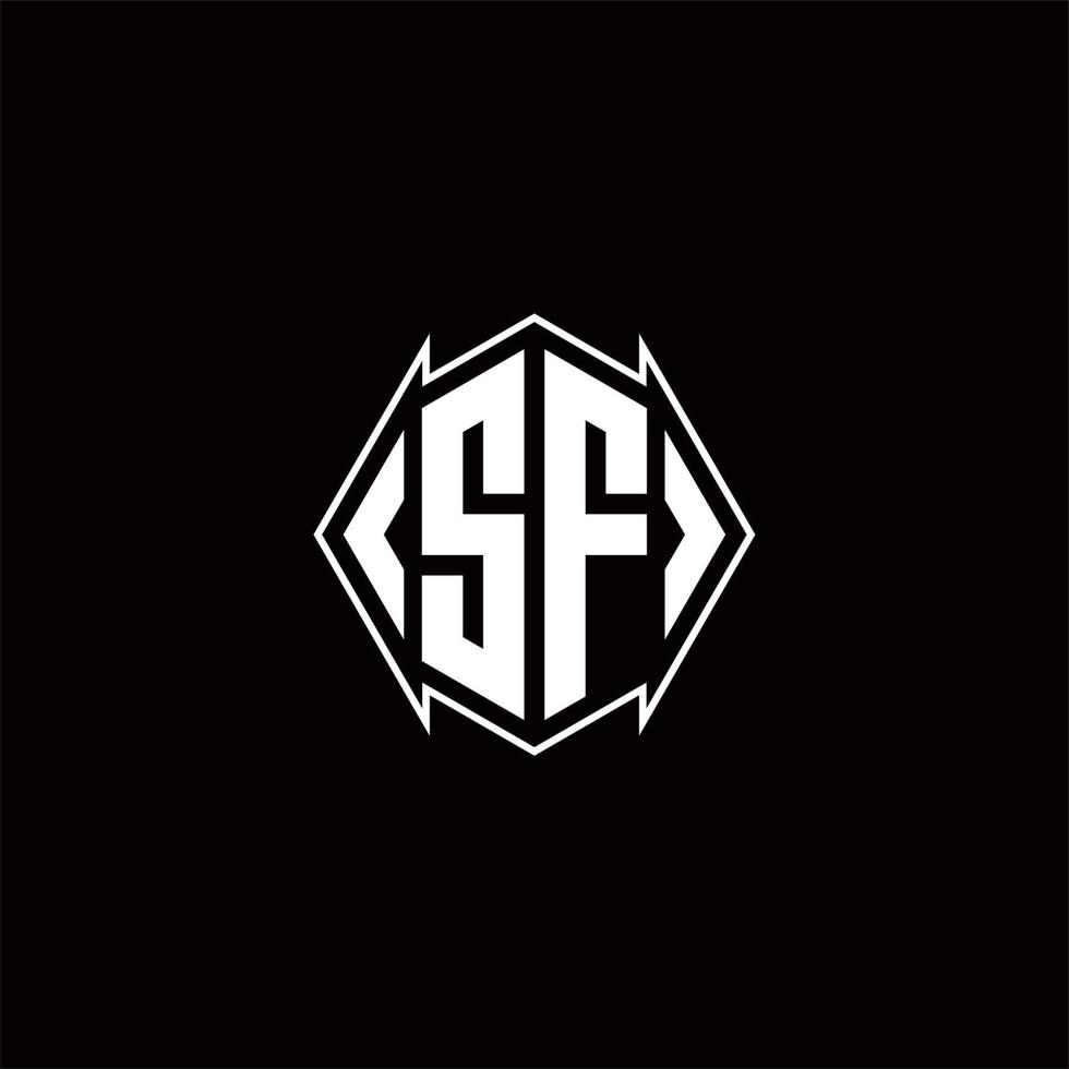 sf logo monogram met schild vorm ontwerpen sjabloon vector