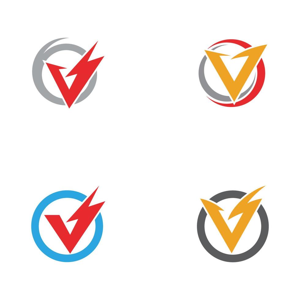 v brief bliksem logo sjabloon vector