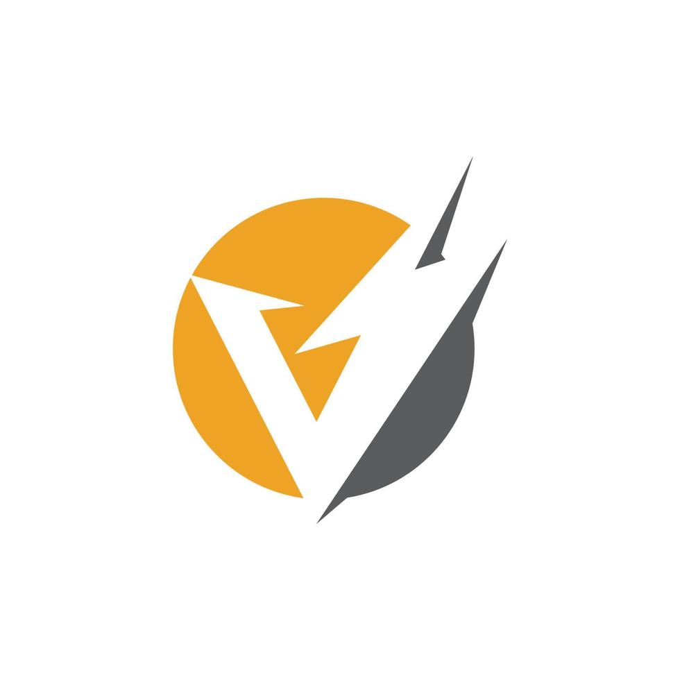 v brief bliksem logo sjabloon vector