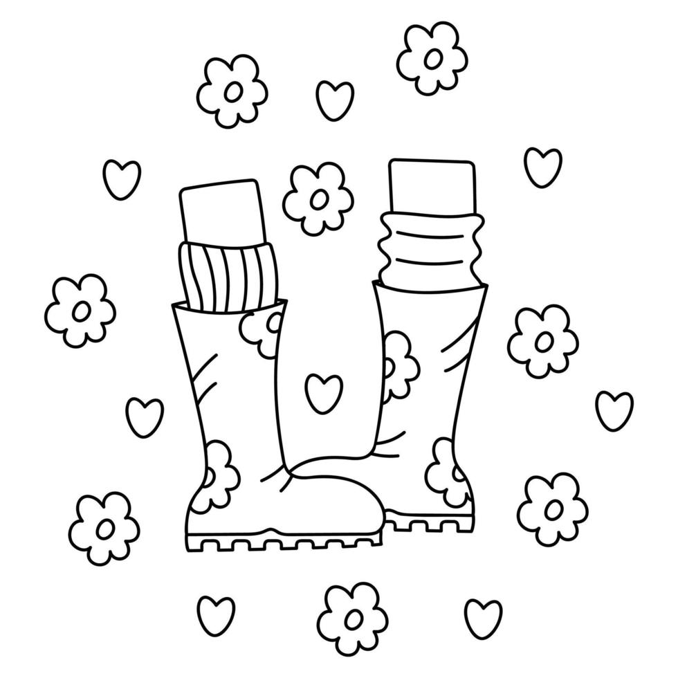schattig tekening rubber laarzen van de verzameling van meisjesachtig stickers. tekenfilm kleur vector illustratie.