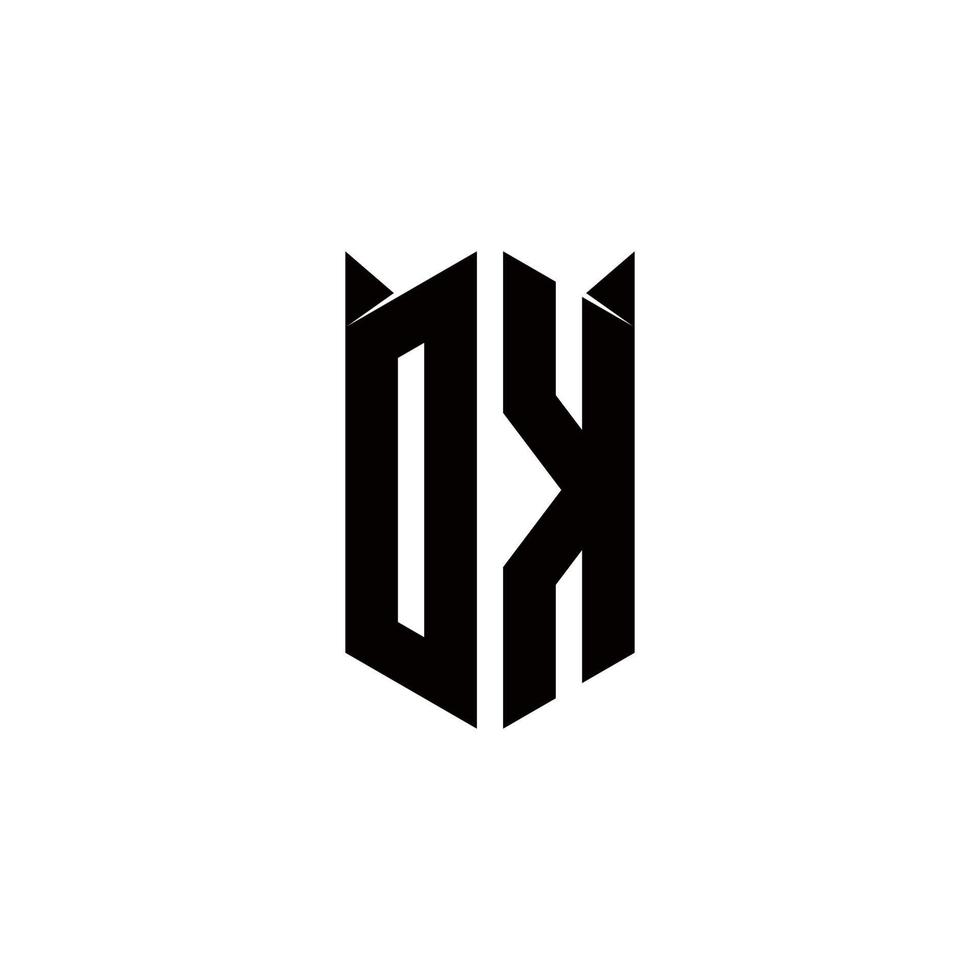 dk logo monogram met schild vorm ontwerpen sjabloon vector