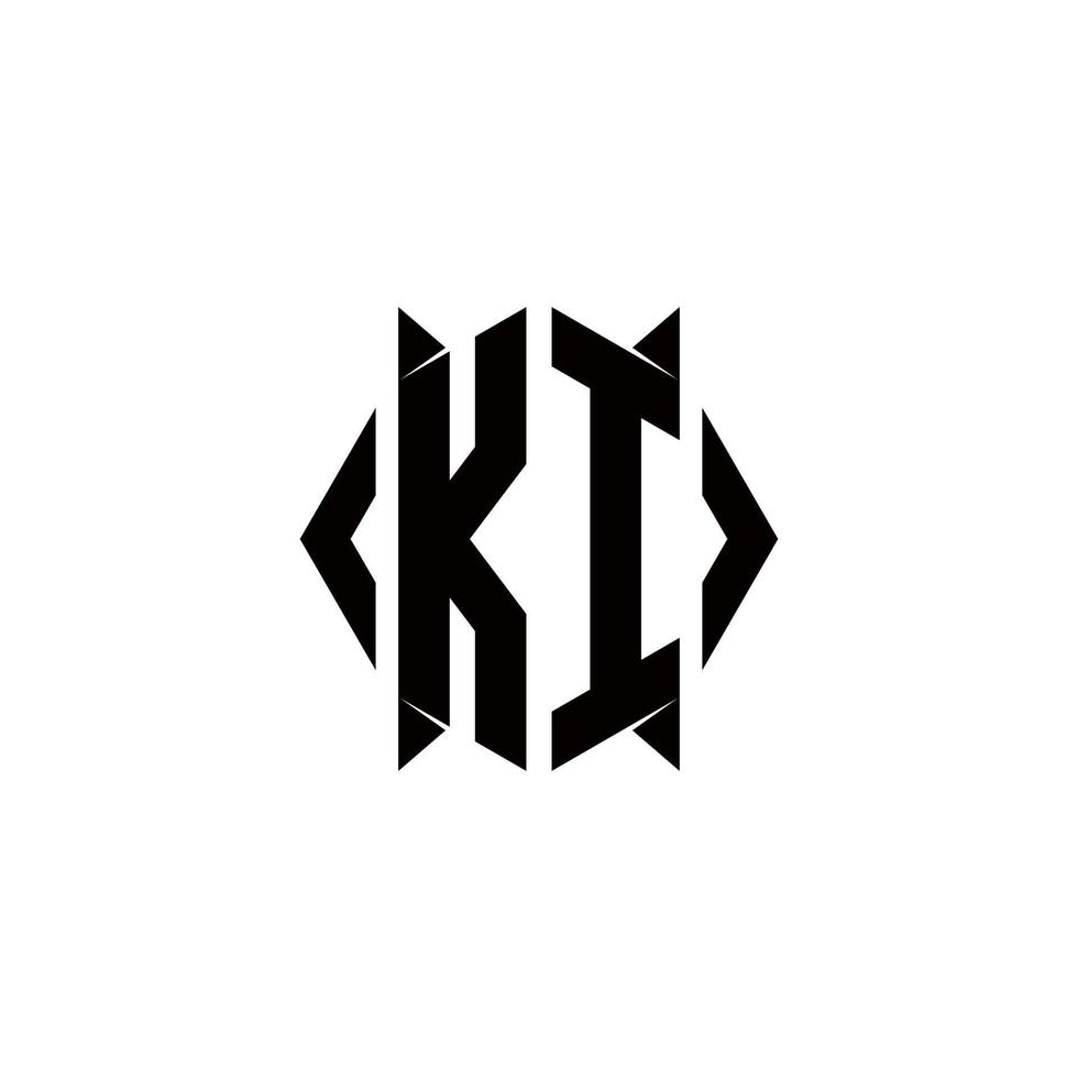 ki logo monogram met schild vorm ontwerpen sjabloon vector