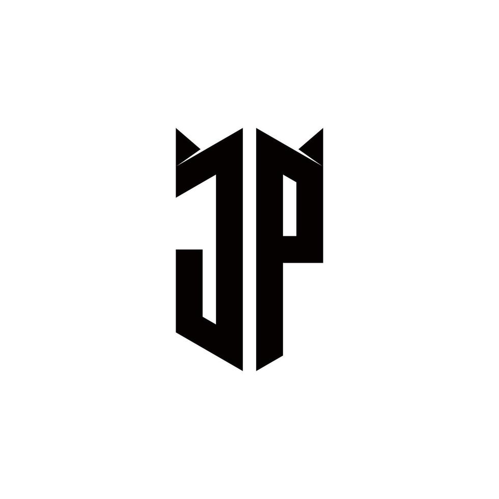 jp logo monogram met schild vorm ontwerpen sjabloon vector