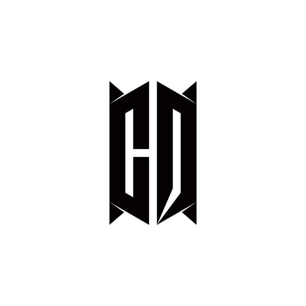 cq logo monogram met schild vorm ontwerpen sjabloon vector