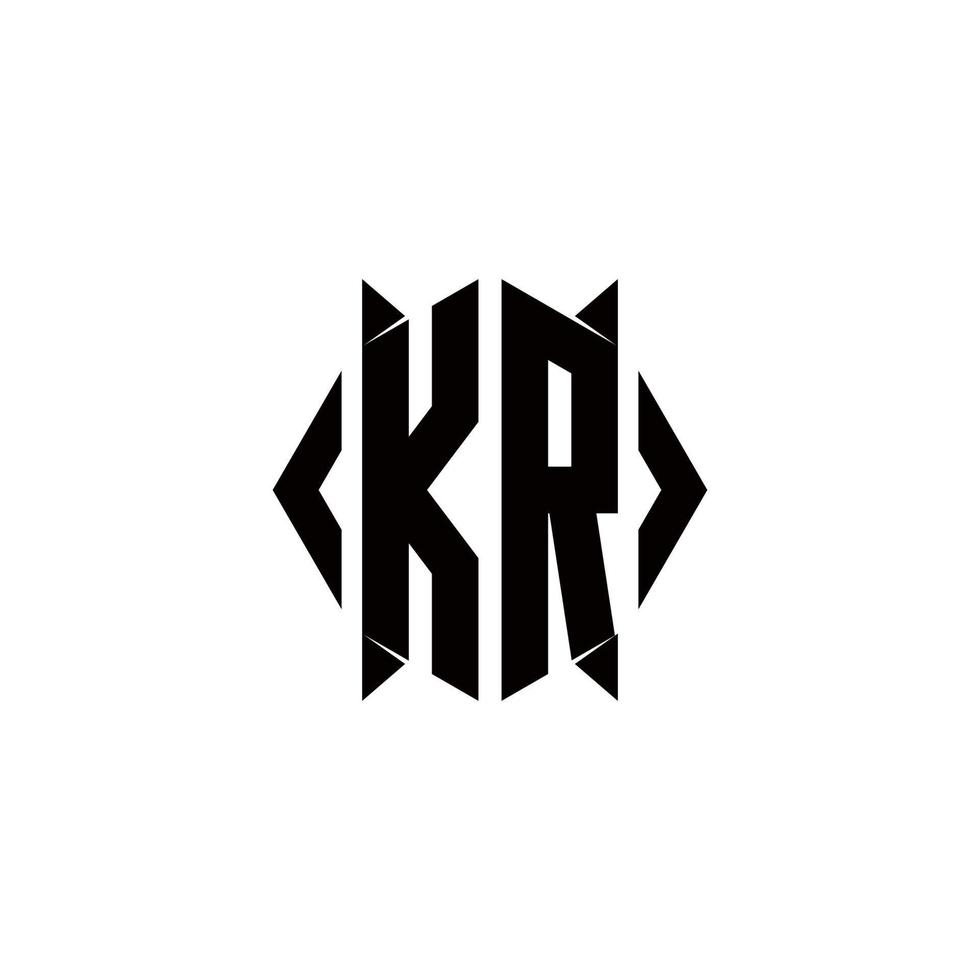 kr logo monogram met schild vorm ontwerpen sjabloon vector