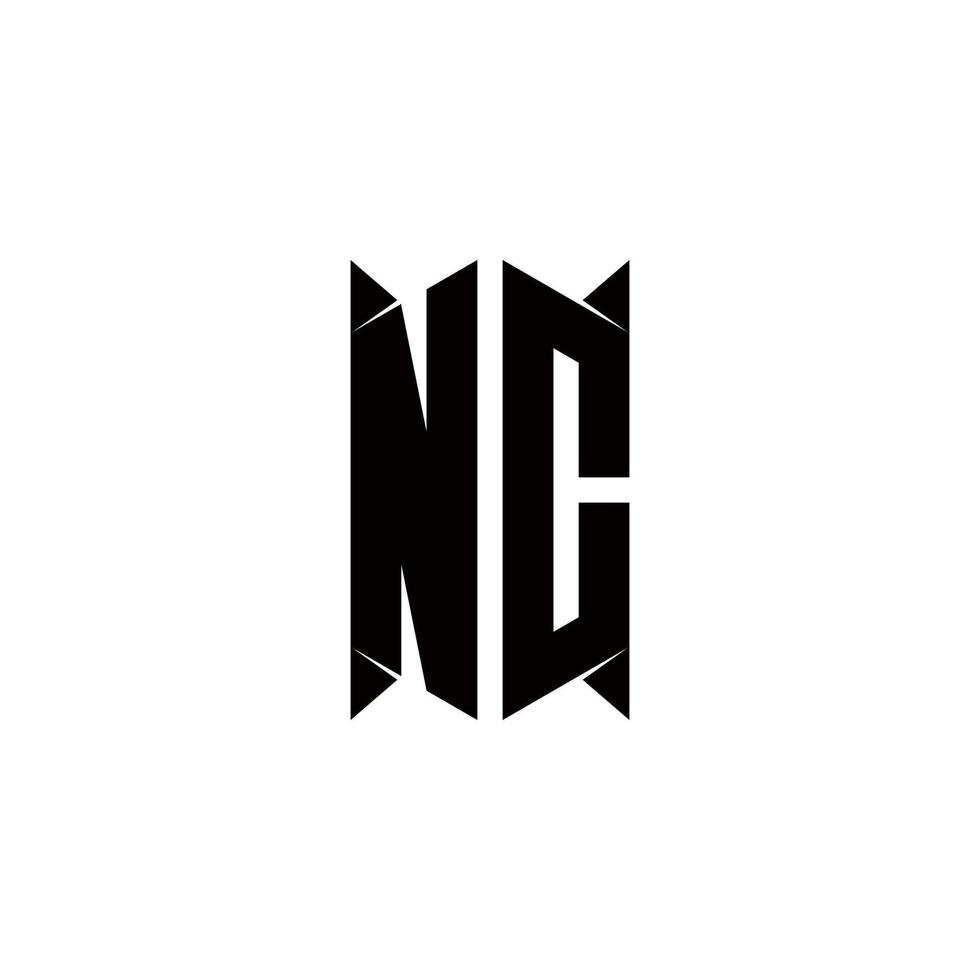 nc logo monogram met schild vorm ontwerpen sjabloon vector