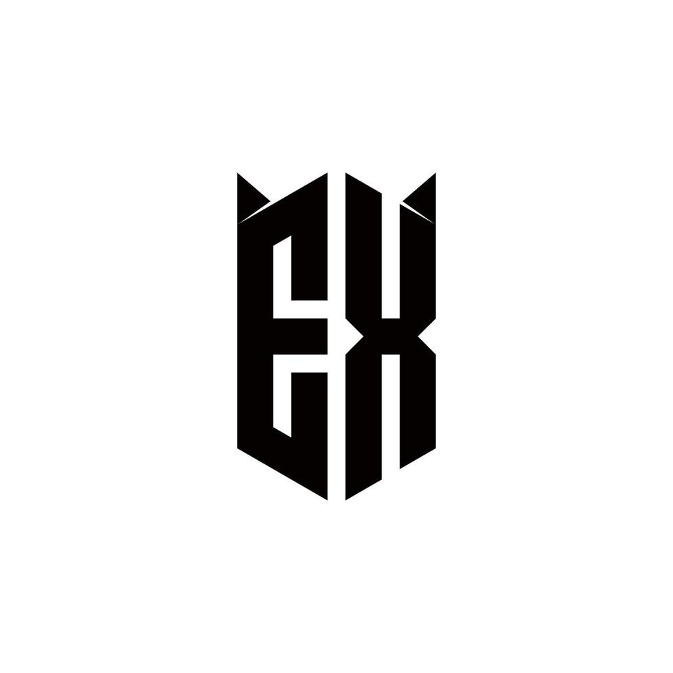 ex logo monogram met schild vorm ontwerpen sjabloon vector