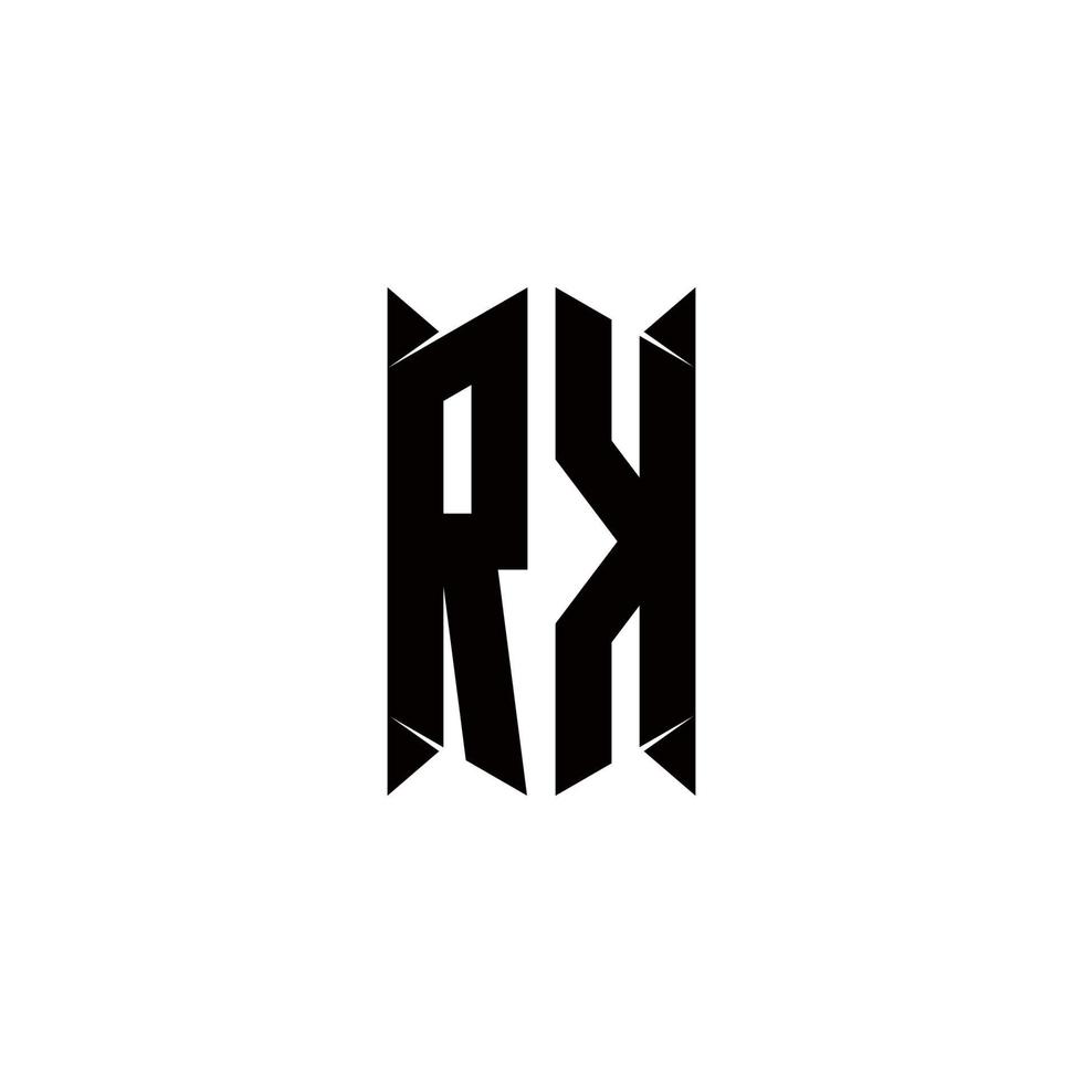 rk logo monogram met schild vorm ontwerpen sjabloon vector