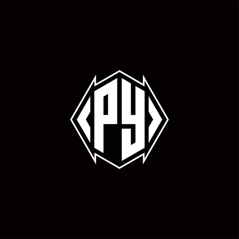 py logo monogram met schild vorm ontwerpen sjabloon vector