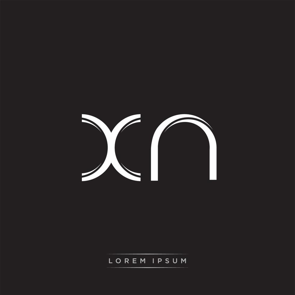 xn eerste brief spleet kleine letters logo modern monogram sjabloon geïsoleerd Aan zwart wit vector