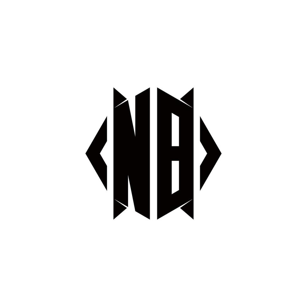 nb logo monogram met schild vorm ontwerpen sjabloon vector