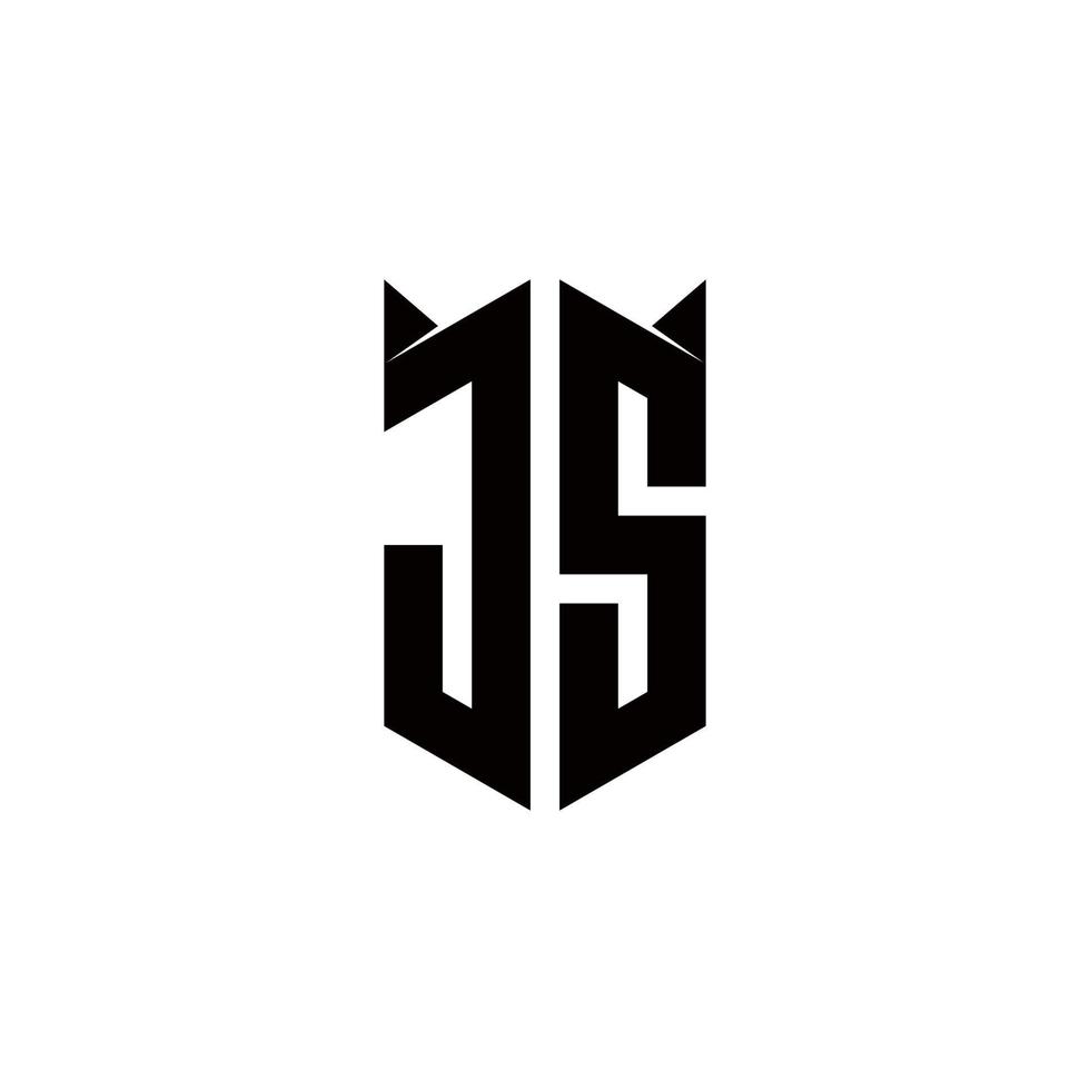 js logo monogram met schild vorm ontwerpen sjabloon vector