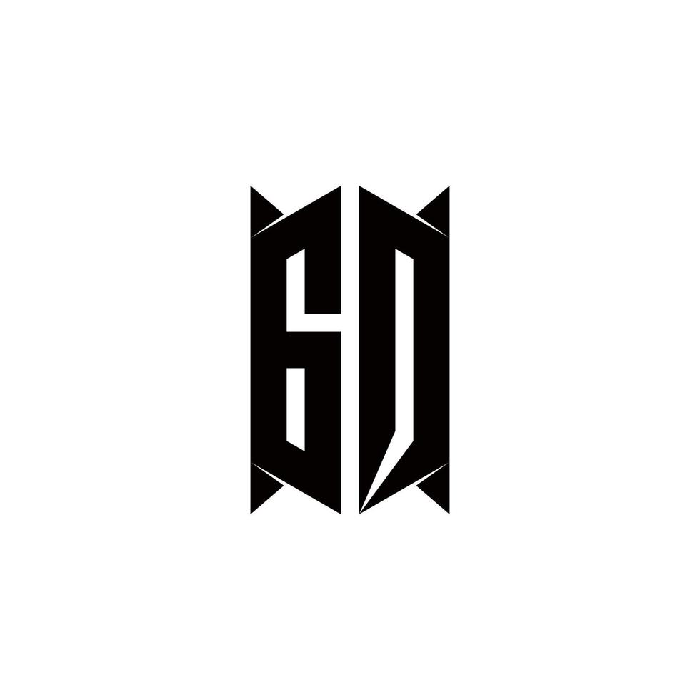 gq logo monogram met schild vorm ontwerpen sjabloon vector