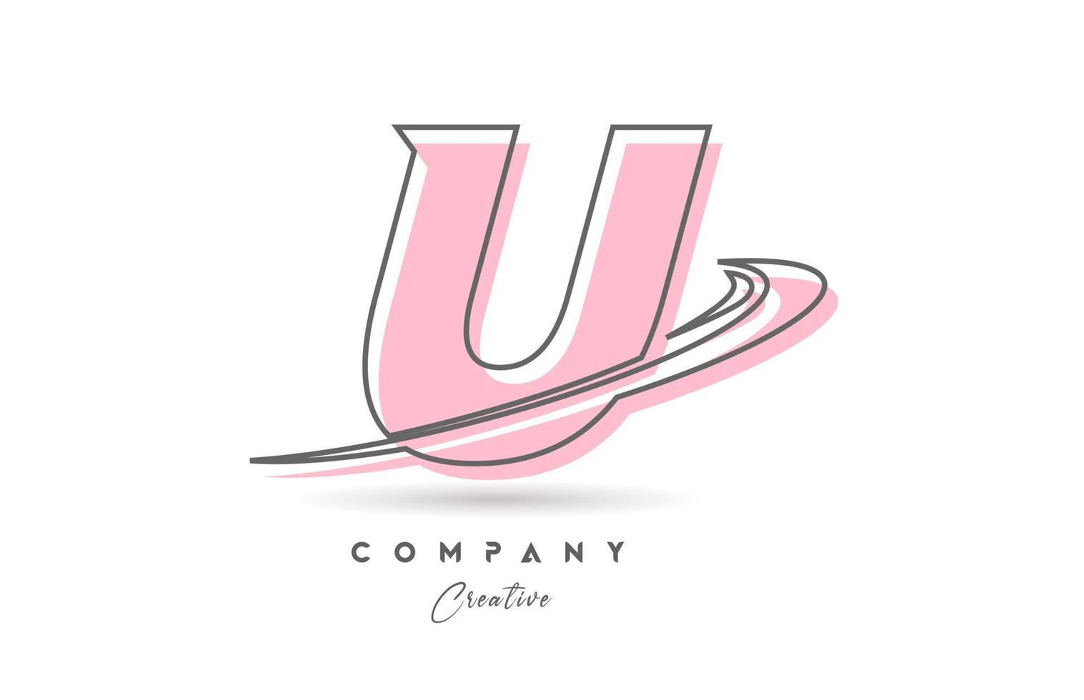 u roze grijs lijn alfabet brief logo icoon ontwerp met zucht. creatief sjabloon voor bedrijf en bedrijf vector