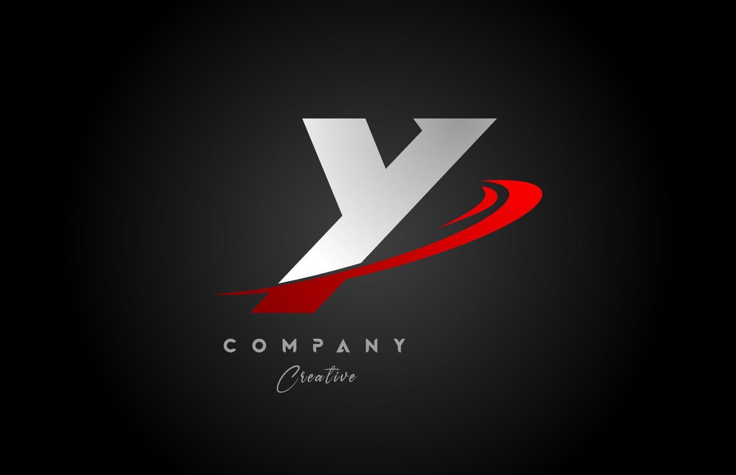 rood swoosh y alfabet brief logo icoon ontwerp met zwart grijs kleur. creatief sjabloon voor bedrijf en bedrijf vector