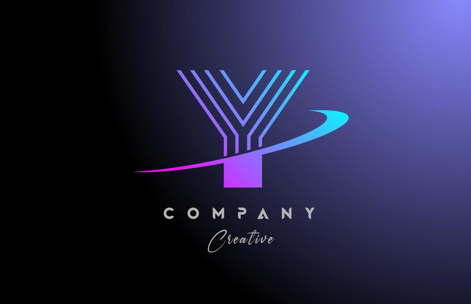 roze blauw y alfabet brief logo icoon ontwerp met zucht. creatief lijn sjabloon voor bedrijf en bedrijf vector
