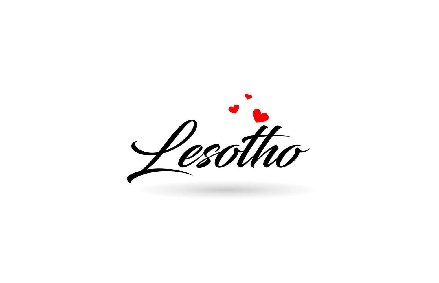 Lesotho naam land woord met drie rood liefde hart. creatief typografie logo icoon ontwerp vector