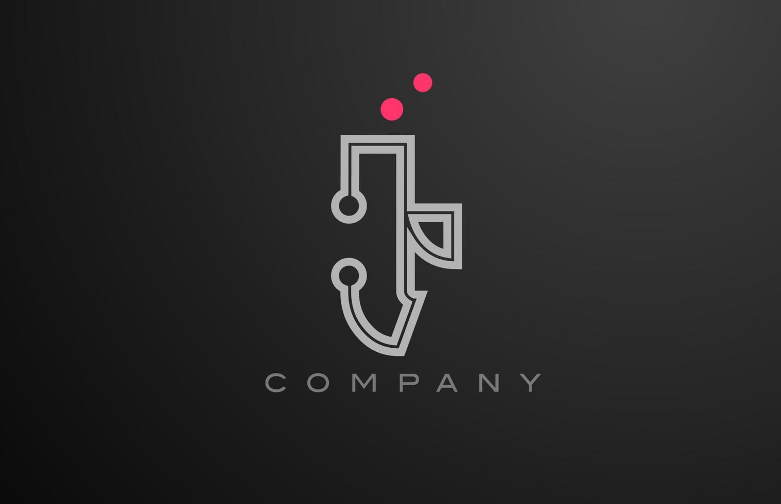 roze grijs lijn t alfabet brief logo icoon ontwerp met punt. creatief sjabloon voor bedrijf en bedrijf vector