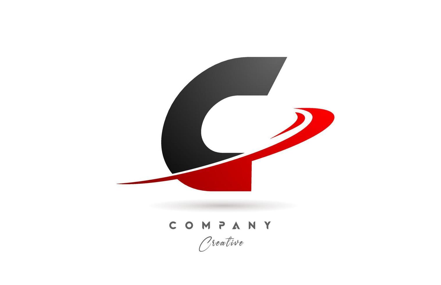 zwart grijs c alfabet brief logo icoon ontwerp met rood zucht. creatief sjabloon voor bedrijf en bedrijf vector